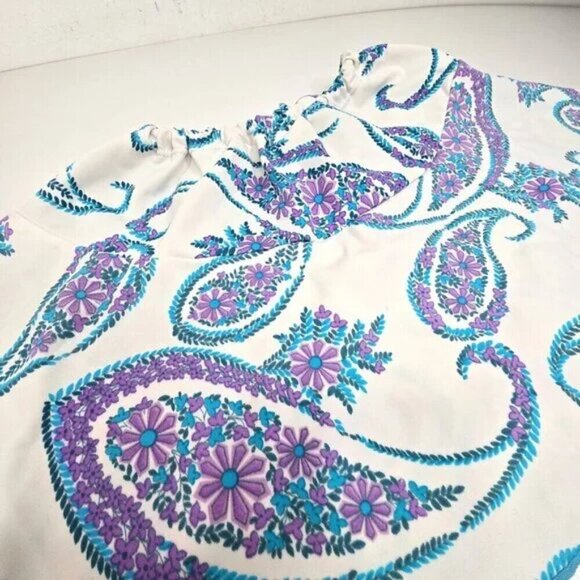 Vintage Esprit Y2K White Paisley Circle Swim Suit Beach Cover - Picture 4 of 8